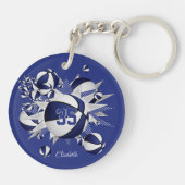 meisjes blauwe basketballen sterren sleutelhanger (Achterkant)