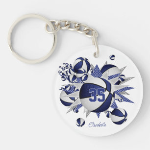 meisjes blauwe basketballen sterren sleutelhanger