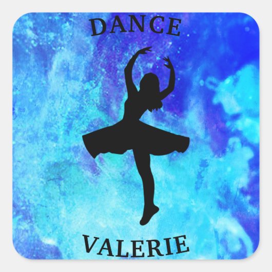 Meisjes Blauwe Galaxy Dans Stickers met Naam (Voorkant)