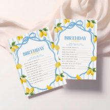 Meisjes Blauwe Lemon Amalfi 1e Verjaardag Trivia G