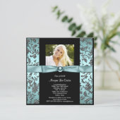 Meisjes Blauwgroen Blauw Foto Afstuderen Kaart (Staand voorkant)