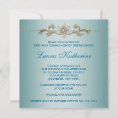 Meisjes Blauwgroen Blauwe Eerste Communie Kaart (Achterkant)