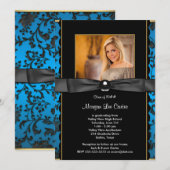 Meisjes Blauwgroen Blauwe Foto Afstuderen Aankondi Kaart (Voorkant / Achterkant)