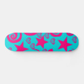 Meisjes Blauwgroen Blauwe Warmroze Stars Hartsrill Persoonlijk Skateboard (Horizontaal)
