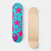 Meisjes Blauwgroen Blauwe Warmroze Stars Hartsrill Persoonlijk Skateboard (Voorkant)