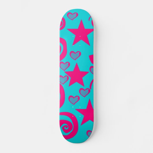Meisjes Blauwgroen Blauwe Warmroze Stars Hartsrill Persoonlijk Skateboard (Voorkant)