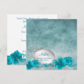 Meisjes Blauwgroen Blue Damask Afstudeeraankondigi Kaart (Voorkant / Achterkant)