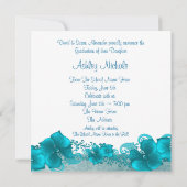 Meisjes Blauwgroen Blue Damask Afstudeeraankondigi Kaart (Achterkant)