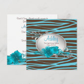 Meisjes Blauwgroen Blue Zebra Afstudeeraankondigin Kaart (Voorkant / Achterkant)