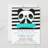 Meisjes Blauwgroen en zwarte Cute Panda Birthday P Kaart (Voorkant)