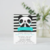 Meisjes Blauwgroen en zwarte Cute Panda Birthday P Kaart (Staand voorkant)