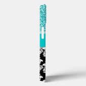 Meisjes, Blauwgroen, Glitter Black Damask geperson Case-Mate iPhone Case (Achterkant / Rechts)