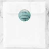Meisjes Blauwgroen Glitter Drip Basketball Party F Ronde Sticker (Tas)