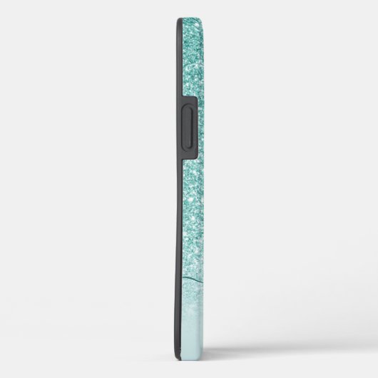 Meisjes Blauwgroen Glitter Monogram Naam Case-Mate iPhone Case (Achterkant / Rechts)