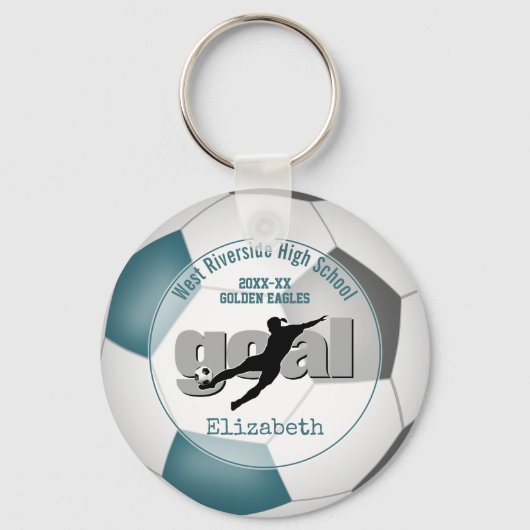 Meisjes blauwgroen grijs voetbal kopen 1 of voor h sleutelhanger (Voorkant)