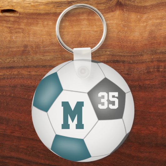 Meisjes blauwgroen grijs voetbal kopen 1 of voor h sleutelhanger (Achterkant)