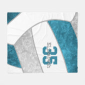 Meisjes blauwgroen grijs volleybal aangepaste naam fleece deken (Voorkant (Horizontaal))