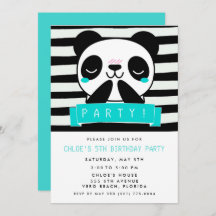 Meisjes Blauwgroen Panda 5th Birthday Party