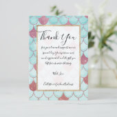 Meisjes Blauwgroen Roze Waterverf Zeemeerminescale Bedankkaart (Staand voorkant)