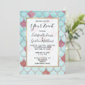 Meisjes Blauwgroen Roze Waterverf Zeemeerminescale Kaart (Staand voorkant)