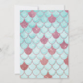 Meisjes Blauwgroen Roze Waterverf Zeemeerminescale Kaart (Achterkant)