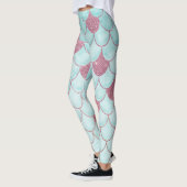 Meisjes Blauwgroen Roze Waterverf Zeemeerminescale Leggings (Links)