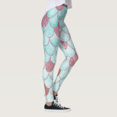 Meisjes Blauwgroen Roze Waterverf Zeemeerminescale Leggings (Rechts)
