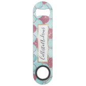 Meisjes Blauwgroen Roze Waterverf Zeemeerminescale Speed Flessenopener (Voorkant)