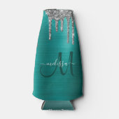 Meisjes Blauwgroen uitstrijken Glitter geborsteld  Flesjeskoeler (Voorkant)