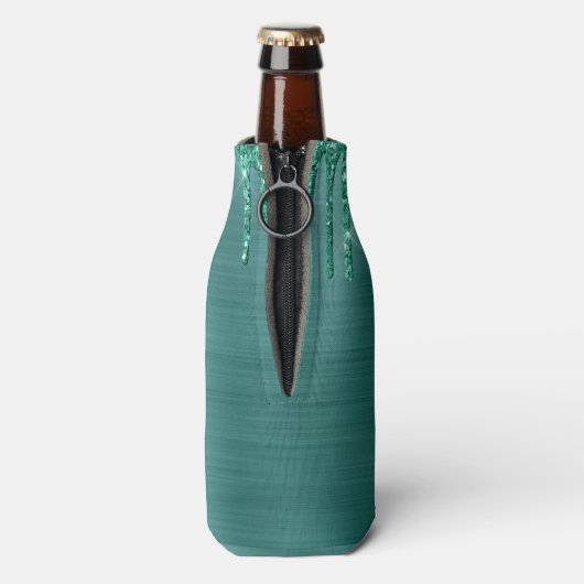 Meisjes Blauwgroen uitstrijken Glitter geborsteld  Flesjeskoeler (Fles Achterkant)