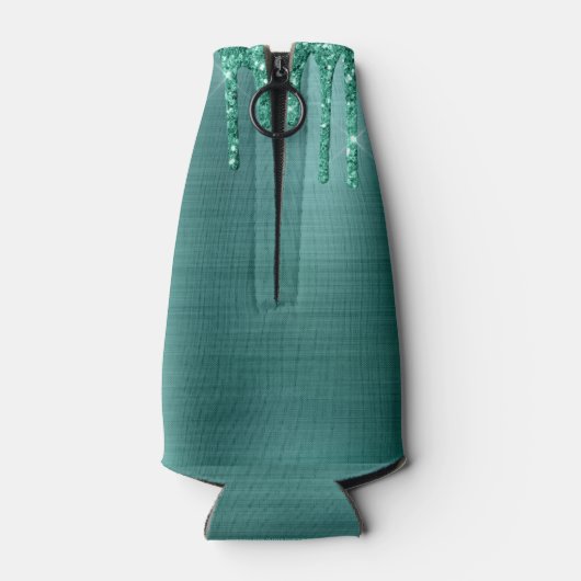 Meisjes Blauwgroen uitstrijken Glitter geborsteld  Flesjeskoeler (Achterkant)