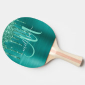 Meisjes Blauwgroen uitstrijken Glitter geborsteld  Tafeltennisbatje (Zijkant)