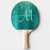 Meisjes Blauwgroen uitstrijken Glitter geborsteld  Tafeltennisbatje (Voorkant)