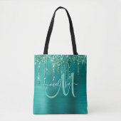 Meisjes Blauwgroen uitstrijken Glitter geborsteld  Tote Bag (Voorkant)