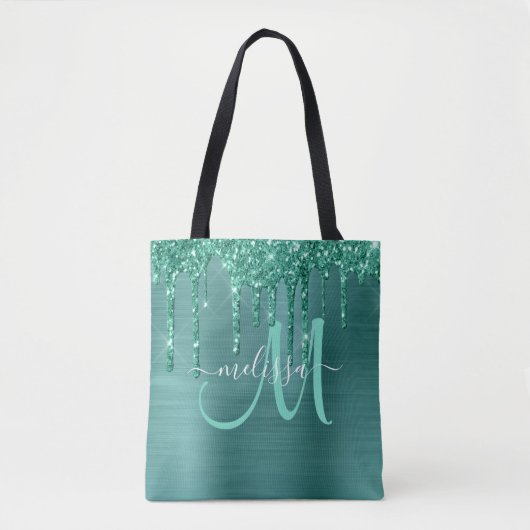 Meisjes Blauwgroen uitstrijken Glitter geborsteld  Tote Bag (Voorkant)