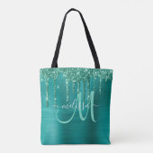 Meisjes Blauwgroen uitstrijken Glitter geborsteld  Tote Bag (Achterkant)