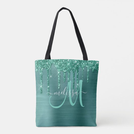 Meisjes Blauwgroen uitstrijken Glitter geborsteld  Tote Bag (Achterkant)