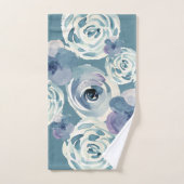 Meisjes Blauwgroen Waterverf Floral Bath Towel Set Bad Handdoek (Handdoek)