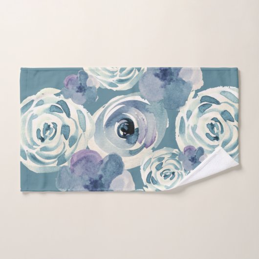 Meisjes Blauwgroen Waterverf Floral Bath Towel Set Bad Handdoek (Handdoek)