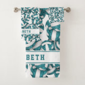 Meisjes blauwgroen wit volleyballen patroon gepers bad handdoek (Insitu)