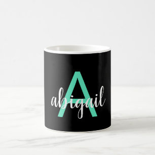 Meisjes Blauwgroen zwarte legant moderne monogram Koffiemok