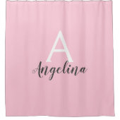 Meisjes Bleek Blush Roze Witte en grijze monogram  Douchegordijn (Voorkant)