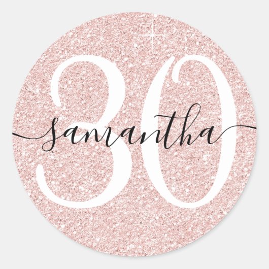 Meisjes Bleek Roos Gold Faux Glitter - Aangepast 3 Ronde Sticker (Voorkant)