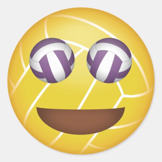 Meisjes blij gezicht volleybal emoji ronde sticker (Voorkant)