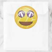 Meisjes blij gezicht volleybal emoji ronde sticker (Tas)