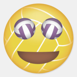 Meisjes blij gezicht volleybal emoji ronde sticker