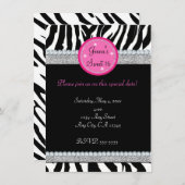 Meisjes Bling Sparkle Zebra Print Party Uitnodigin Kaart (Voorkant / Achterkant)