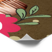 Meisjes Bloem Cupcake Welkom Verjaardag Kraft Papi Poster (Hoek)