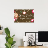 Meisjes Bloem Cupcake Welkom Verjaardag Kraft Papi Poster (Thuiskantoor)