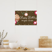 Meisjes Bloem Cupcake Welkom Verjaardag Kraft Papi Poster (Keuken)